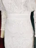 Plus la taille Robes Élégant Dentelle Taille 3XL 4XL Longue Lanterne Manches Blanc Rose Moulante Vintage Robe De Bal Robes pour Dames Soirée 230131