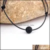 Bracelets de cheville Mode Matte Lava Pierre Perle Bracelet Noir String Tressage Bracelets Pour Hommes Femmes Été Plage Bijoux Drop Livraison Otacf