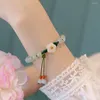 Lien Bracelets Jade Bracelet Femmes Style Ancien Fleur Perle Tissé À La Main Corde Bijoux Cadeau Avec Boîte Délicate