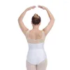Sahne Giyim Beyaz Çıplak Top Tank Bale Dans Terreşim Kızlar Dans Giyeri Kostümleri Bayanlar Bodysuit Performans