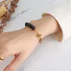 Bracelets de link Cadeia de pulseiras naturais de aço inoxidável com encantos de gabaritos de gabinetes para acessórios femininos Luxury 2023link