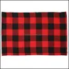 Christmas Decorations Plaid Placemat Decoration Red Black Table Cutlery 44X29Cm Plate Place Mat Tablecloth Xmas Home Party Drop Deli Ot0Y6