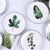 Platten Keramik Platte Nordic Green Leaf Stil Obst Dessert Brot Tablett Steak Teller Kreative Haushalt Porzellan Geschirr