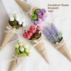 Flores decorativas de estilo europeu Kraft Paper Artificial Flower Creative Home Decoration Mini Bouquet Simulation Presente para mulheres Casamento