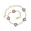 Charm Bracelets Fashion Women Lady Bracelet 2023 Pink Red White Enamel Heart CZ Tennis Chain Adjusted Size