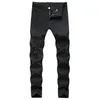 Mäns jeans Godlikeu White Mens rippade nödställda svart Skinny denim Hip Hop -knappsträcka byxor 230131