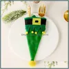 Christmas Decorations Hat Storage Bags Tableware Box Cutlery Case Knife Fork Sets Kitchen Utensils Dinnerware Bag Dinner Set Party S Dhznp