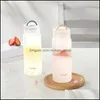 Water Bottles Frosted Matte Clear Glass Bottle 420Ml Portable Cute Bpa Waterbottle Milk Juice Cup Home Office Equipment Gifts Drop D Ot15E