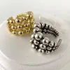 Wedding Rings Vintage Gold Color Silver Irregular Geometric Round Bead Metal Ball Stitching Open Ring For Women Jewelry Gift