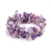 Strand Purple Crystal Dream Amethysts Gravel Irregular Bracelet cerca de 5x7mm Acessórios de jóias de Natal para mulheres 7,5 polegadas M311