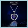 Pendant Necklaces Ocean Heart Necklace Sier Plated Chain Choker Blue Crystal Rhinestone Imitation Bdehome Drop Delivery Jewelry Penda Dhbwt