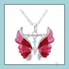 Pendant Necklaces Charm Sier Rhinestone Crystal Butterfly Chain Necklace Drop Delivery Jewelry Pendants Dhvtk