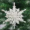 Juldekorationer 12 cm Threensional Snowflake Pendant Tree Ornaments Xmas Home Party Decoration Sn￶flingor Pendants RRF11874 DRO OTMPQ