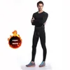 Roupa térmica masculina Inverno Homens quente Cloths Macho Sportswear Suits Compressão Gym Fitness Fleece Second Skin Long Johns