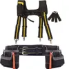 Verktygsväska 4pcs Tool Belt Suspenders Bag Set Justerbart ländryggstödverktygsbälte och Sussel-stilstil för snickare Elektriker 230130