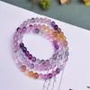 Strand Beaded Strands 6mm Round Ball Natural Crystal Stone Green Purple Colorful Fluorite Multi-Storey Bracelet For Woman Men Friend Gifts