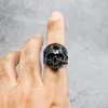 Cluster Rings Hollow Skull Men Ring 316L Stainless Steel Weathering Cranium Rock HipHop Party For Biker Rider Male Boyfriend Jewelry Gift