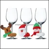 Décorations de Noël Décoration de verre à vin Bonne année Père Noël Bonhomme de neige Moose Party Bar Table Pad11179 Drop Livraison Accueil Gar OT75X