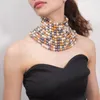 Choker Boho Uttalande Imitation Pearl Neckor for Women Collar Beaded Chunky Necklace Wedding Dress Charm Smycken 2023