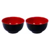 Bowls 2pcs Melamine Black And Red Bowl Imitation Porcelain Rice Soup Tableware For Restaurant Home (4.5inch)