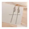 ダングルシャンデリアファッションジュエリーS925シエポストsqure rhinstone eardrop earrings one