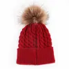 Berets 2pcs Fashion Parent-child Caps Cute Baby Pompon Winter Hat Double Fur Ball Mother Kids Warm Knitted Beanie Cap