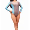 レディースジャンプスーツロンパーズプラスサイズの女性パネルパッチワーク長袖ボディースーツポールダンスオーバーオーズボディコンベビードール水着スクミズシェーピングテディ230131