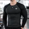 T-shirts voor heren mannen lange mouw shirts bodybuilding patchwork snel droog t-shirt voor mannen workout fitness training 230130