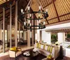 Pendant Lamps Antique Rope Iron Chandelier Lamp Black Metal Lighitng Fixture For Living Room Bedroom Restaurant Dinning