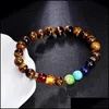 Hilos de cuentas Moda 7 Pulsera de chakra Lava Pulseras de cuentas de piedra volcánica Yoga natural Curación Oración Nce Cuentas de Buda Gota Deliv Ot4Oz