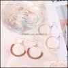 Hoop Huggie Bohème Rond Cercle Perles Boucles D'oreilles De Mode À La Main Or Couleur Grande Boucle D'oreille Pour Les Femmes Fête De Mariage De Vacances Bijoux Dr Oto4C