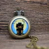 Pocket Watches Halloween City Building Pattern Quartz Watch Necklace Chain Pendant Gifts