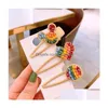 Hair Clips Barrettes Fashion Jewelry Cute Cartoon Rainbow Beads Heart Clip Barrette Women Girls Hairpin Drop Delivery Hairjewelry Dh1F4