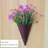 Decorative Flowers Artificial Melon Leaves Chrysanthemum Bundle Wall Pendant Hanging Basket Plastic Home Office Decoration