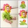 Badjas schattige jongens meisjes dierenoren badjas kap raden handdoeken baby baby lange mouw hoodies riem baden slaapkleding dh1162 t03 dh8qz