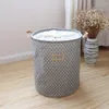 Laundry Bags Cotton Linen Collapsible Closure Basket Storage Bucket Toys Sundries Organizer