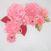 Decoratieve bloemen 2023 Pink Giant Paper Artificial Backlop 8pcs 4 bladeren voor babymeisjes kinderdagverblijf douchetafel Deco verjaardag