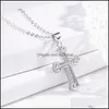 Pendant Necklaces Cross Jesus Gold Sliver Diamond Inlay Necklace For Men And Women Jewelry Accessories Fashion 7 6Jh Q2 Drop Deliver Dhghp