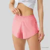 Lululelemenly Designer Women Shorts Lu Yoga Fit Fit Kieszonkowy High Rise Szybki suchy pociąg Krótki luźny styl oddychający 2113ess