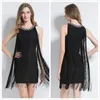 Casual Dresses Women Sexy Tassel Flapper Mini Dress Vintage Metal Chain Neck Bodycon Gradient Swing Fringe Club Party Vestidos