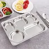 Bowls Stainless Steel Divided Dinner Tray Lunch Container Plate For School Canteen