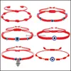 Bracelets porte-bonheur fait à la main Fatima paume noeud corde chanceux oeil turc tressé Bracelet pour femmes hommes livraison directe bijoux Ot6Eo