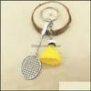 Keychains Lanyards Mini Badminton Racket Balls Key Ring Pendant 3D KeyFob Keychain Car Bag Creative Keyring Holder Gifts 6 Colros DHB26
