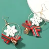 dangle earrings for for christmas 2023樹脂スノーフレークボウベルズフェスティバルフランネルタッセルガール