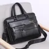 Briefcases Retro Men PU Leather Black Briefcase Business Handbags Male Vintage Shoulder Messenger Bag Large Laptop