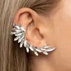 Backs Earrings Elegant Bridal Feather Wing Crystal Ear Cuff Clip For Women Simple Sparkling Piercing Earring Wedding Jewelry