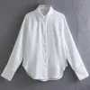 Bluzki damskie 2023 Moda swobodny seksowny jedwabny satynowy luźny asymetryczny retro z długim rękawem koszulka damska unikalna top
