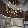 Chandeliers Modern Diamond Crystal Chandelier For Staircase Living Room Long LED Cristal Hanging Light Fixtures Gold Home Decor Luminaire