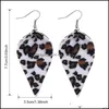 Charm Leaf Leather Earrings Leopard Water Drop Earring Waterdrop Dangle For Elegant Girls Women Europe Africa Boho Cute Female Deliv Ot9Ox