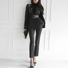 Women's Two Piece Pants Spring Autumn 2 Trouser Suits Elegant Women Temperament Formal Casual Striped Cloak Belt Coat Blazer Slim Set Outfit 230131